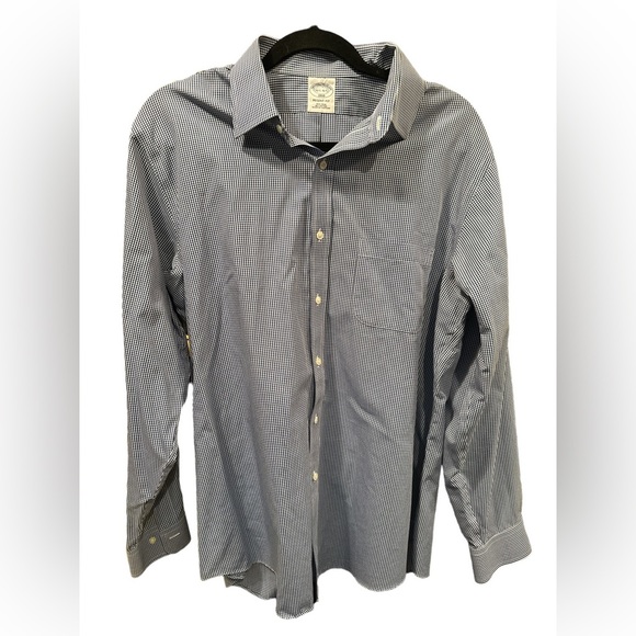Brooks Brothers Regent Fit Dress Shirt 16 1/2  4/5 Small BlueCheckered Excellent - Picture 1 of 3